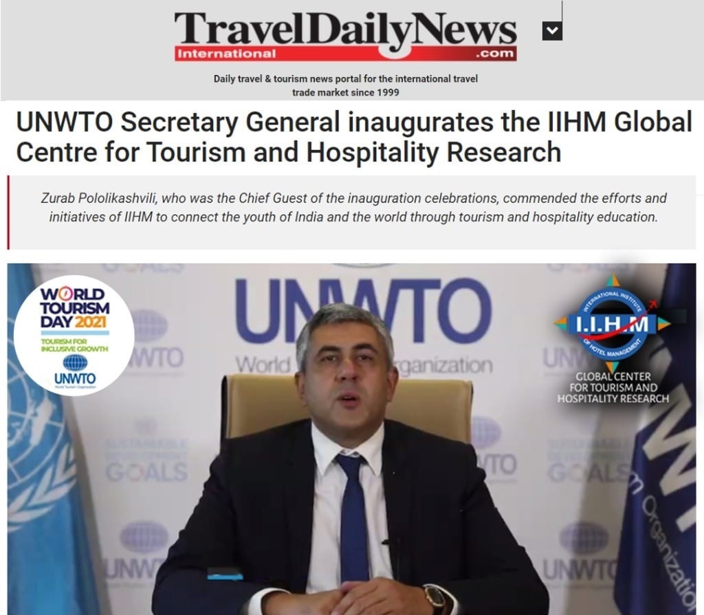UNWTO Secretary-General inaugurates IIHM Global Centre for Tourism and Research on World Tourism Day 2021